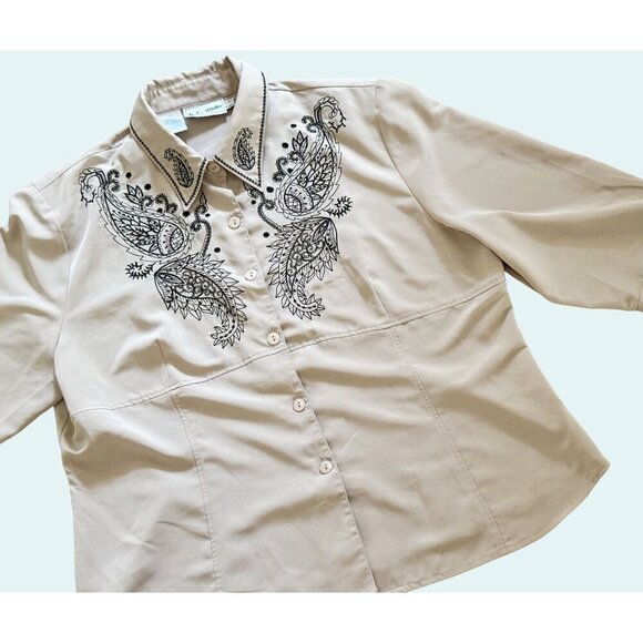 Vintage KC Studio Embroidered Western Style Blouse  90s 00s  Size M - Picture 1 of 7